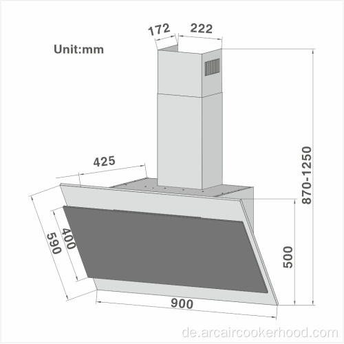 High -End -gestaltete RGB -Winkelhaube 728